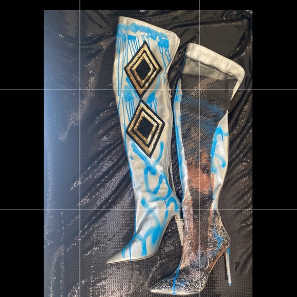 The Silver Baddie Over the Knee Boot Sz 11 - Picture 4 of 16